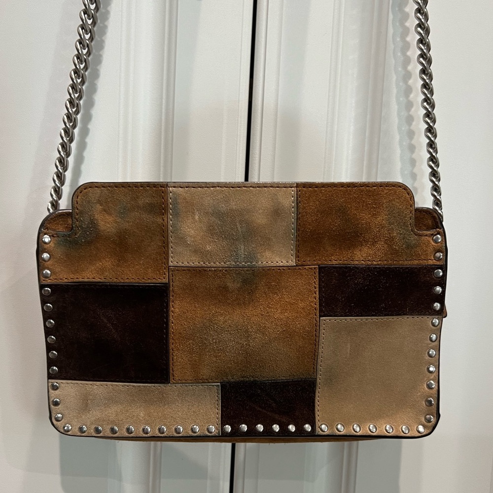 Michael Kors Suede Patchwork Crossbody Purse - Picture 3 of 9